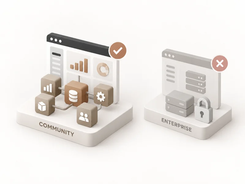 Due piattaforme a confronto: Community aperta e collegata, Enterprise chiusa con un lucchetto